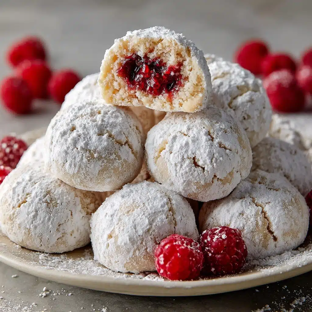 Raspberry Filled Almond Snowball Cookies Recipe - Recipe Image