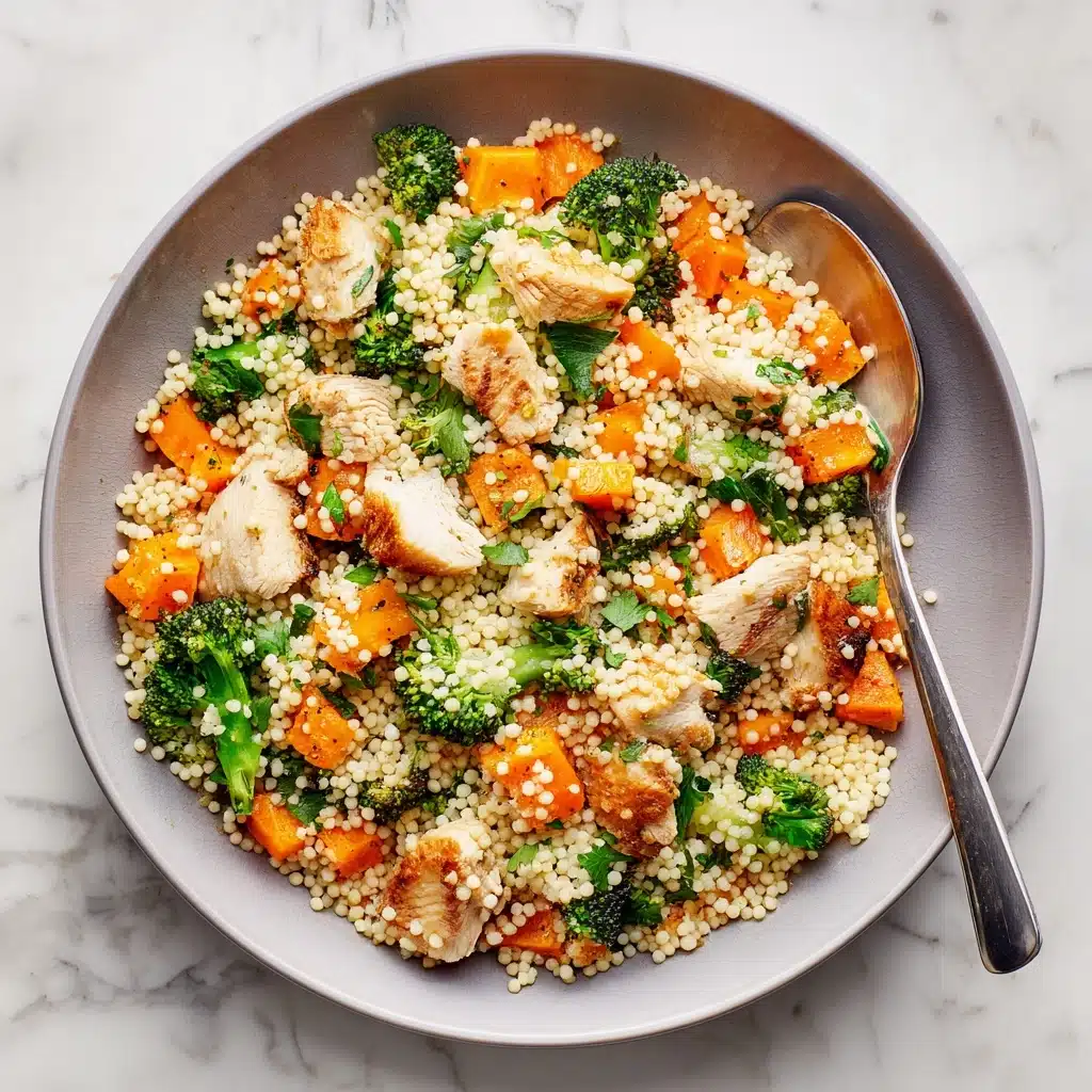 Roasted Butternut Squash Broccoli Cheddar Chicken Couscous Recipe - Recipe Image