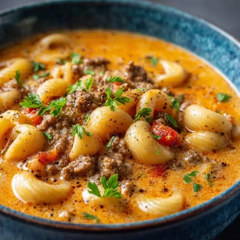 One-Pot Macaroni Cheeseburger Soup Recipe