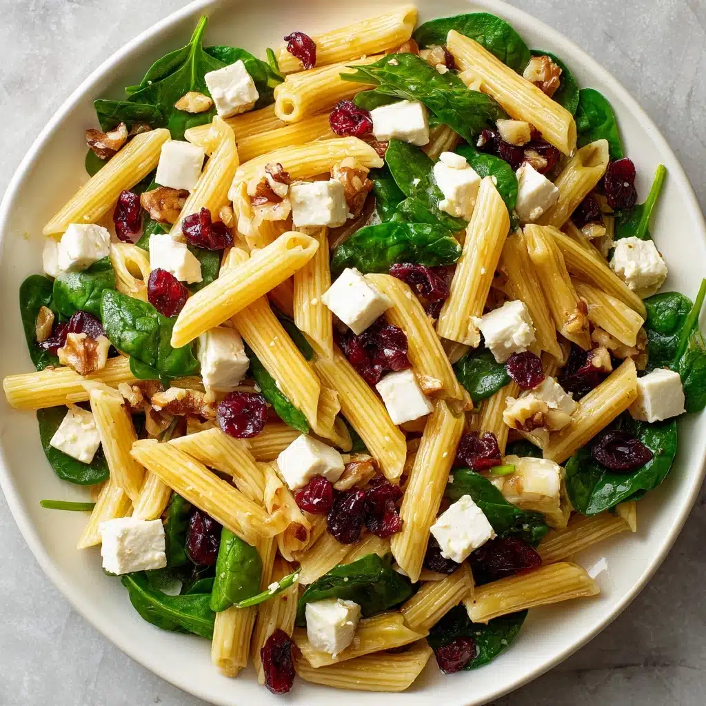 Spinach Pasta Salad with Feta and Cranberries Recipe - Recipe Image