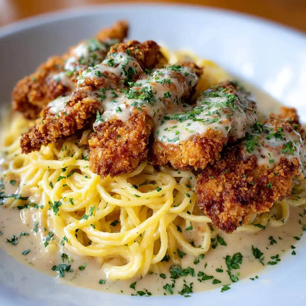 Crispy Chicken with Creamy Pasta Recipe - Recipe Image