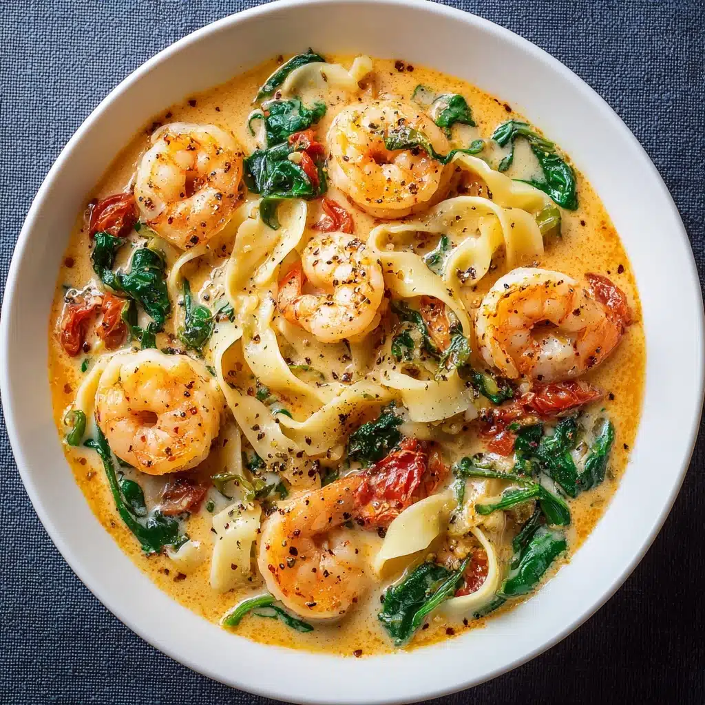 Best Creamy Shrimp Tuscan Fettuccine Recipe - Recipe Image