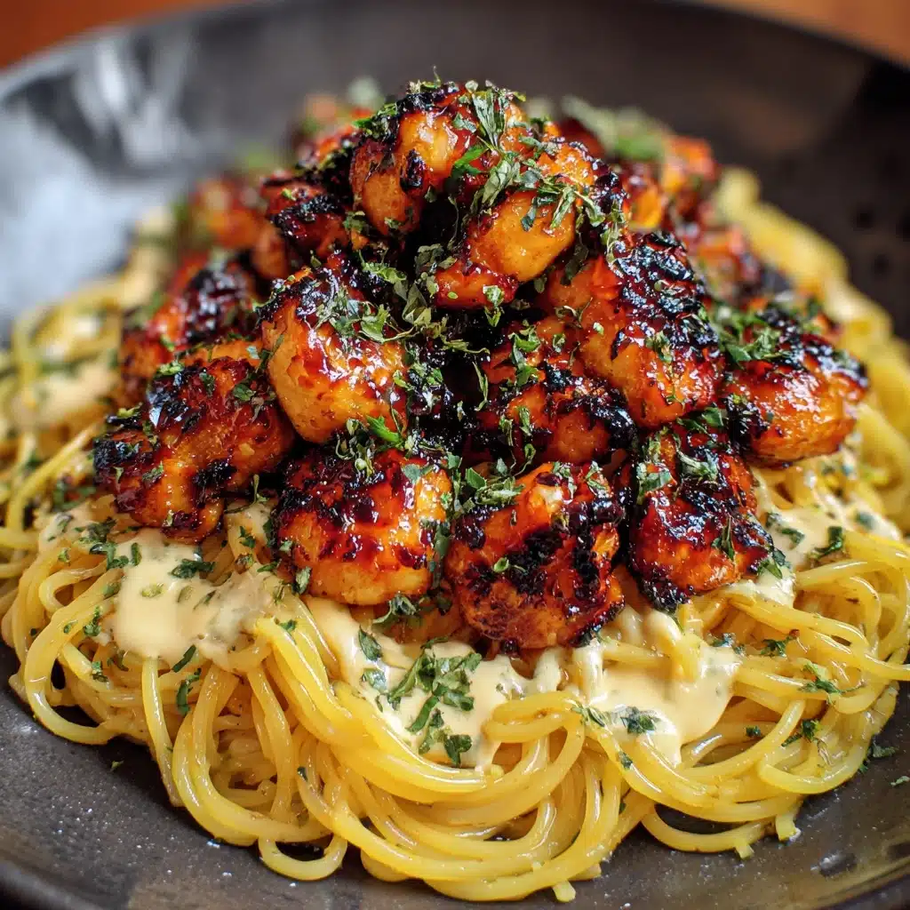 Garlic Butter Chicken Bites with Creamy Parmesan Pasta Recipe - Recipe Image