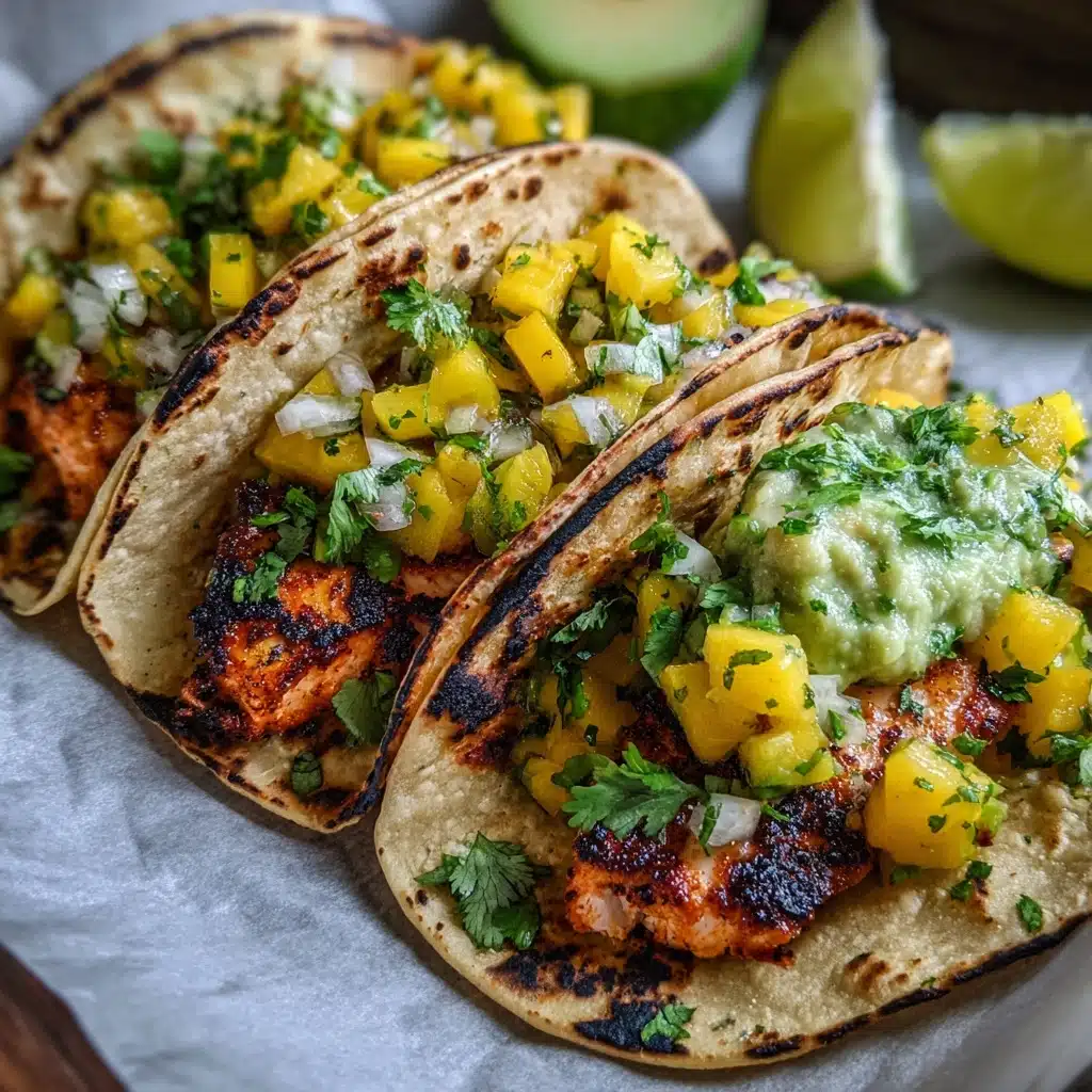 Crispy BBQ Salmon Tacos with Avocado Mango Salsa and Jalapeño Recipe - Recipe Image