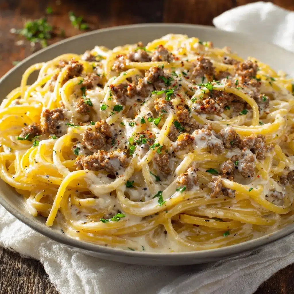 Creamy Ground Beef Alfredo Pasta Recipe - Recipe Image