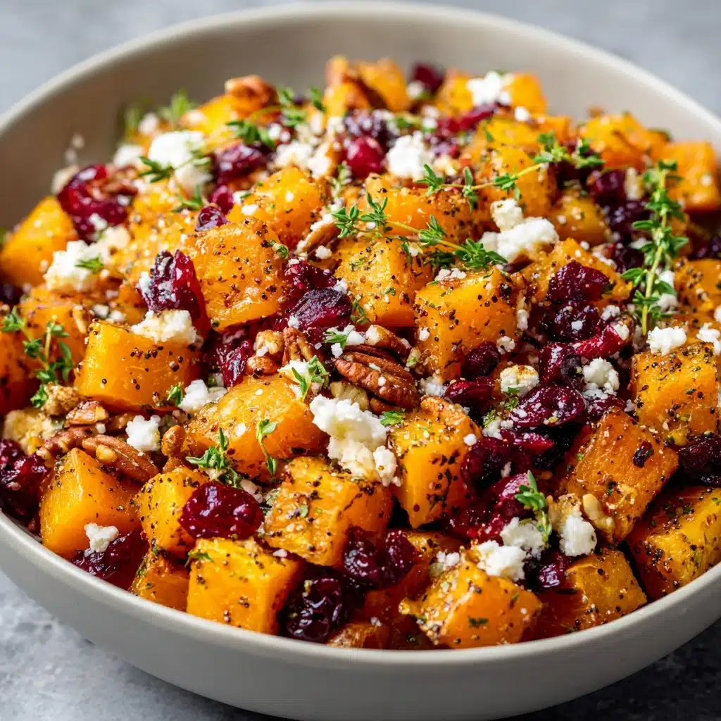 Sweet and Savory Honey Roasted Butternut Squash with Cranberries, Pecans, and Feta Recipe - Recipe Image