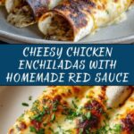 Cheesy Chicken Enchiladas with Homemade Red Sauce Recipe