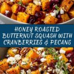 Sweet and Savory Honey Roasted Butternut Squash with Cranberries, Pecans, and Feta Recipe