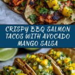 Crispy BBQ Salmon Tacos with Avocado Mango Salsa and Jalapeño Recipe