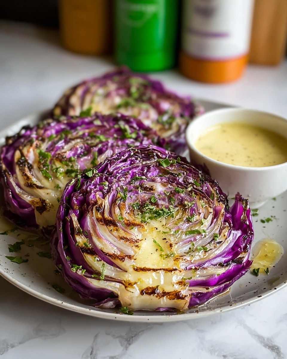 Oven Roasted Garlic Cabbage Steaks Recipe - Recipe Image