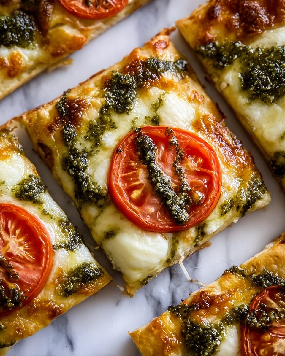 Pesto Caprese Puff Pastry Pizza Recipe - Recipe Image