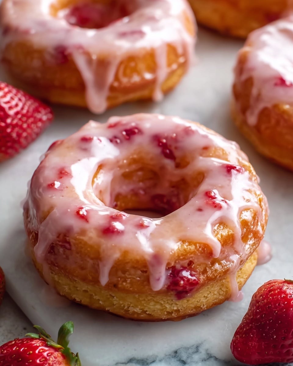 Strawberry Glazed French Crullers Recipe - Recipe Image