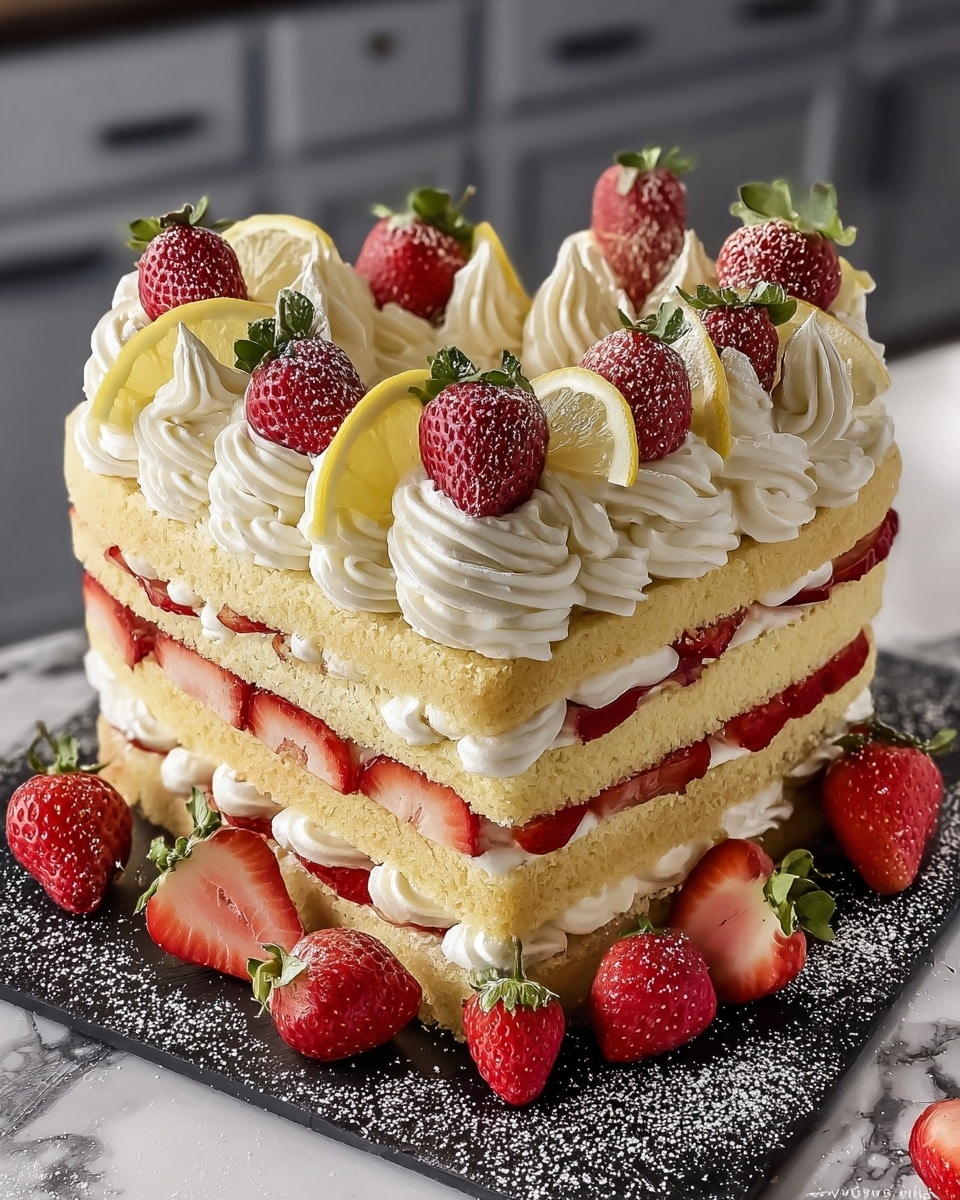 Strawberry Lemon Layer Cake Recipe - Recipe Image