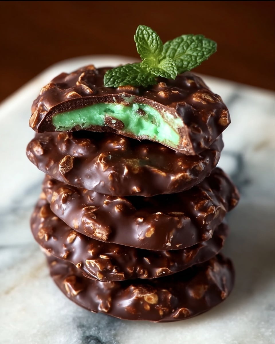 Fudgy Mint Chocolate No-Bake Cookies Recipe - Recipe Image