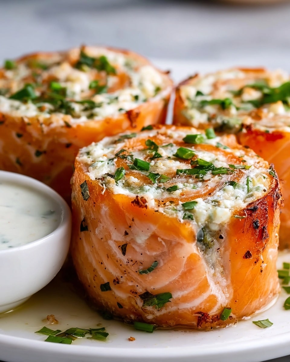 Stuffed Salmon Pinwheels with Dill and Lemon Butter Sauce Recipe - Recipe Image