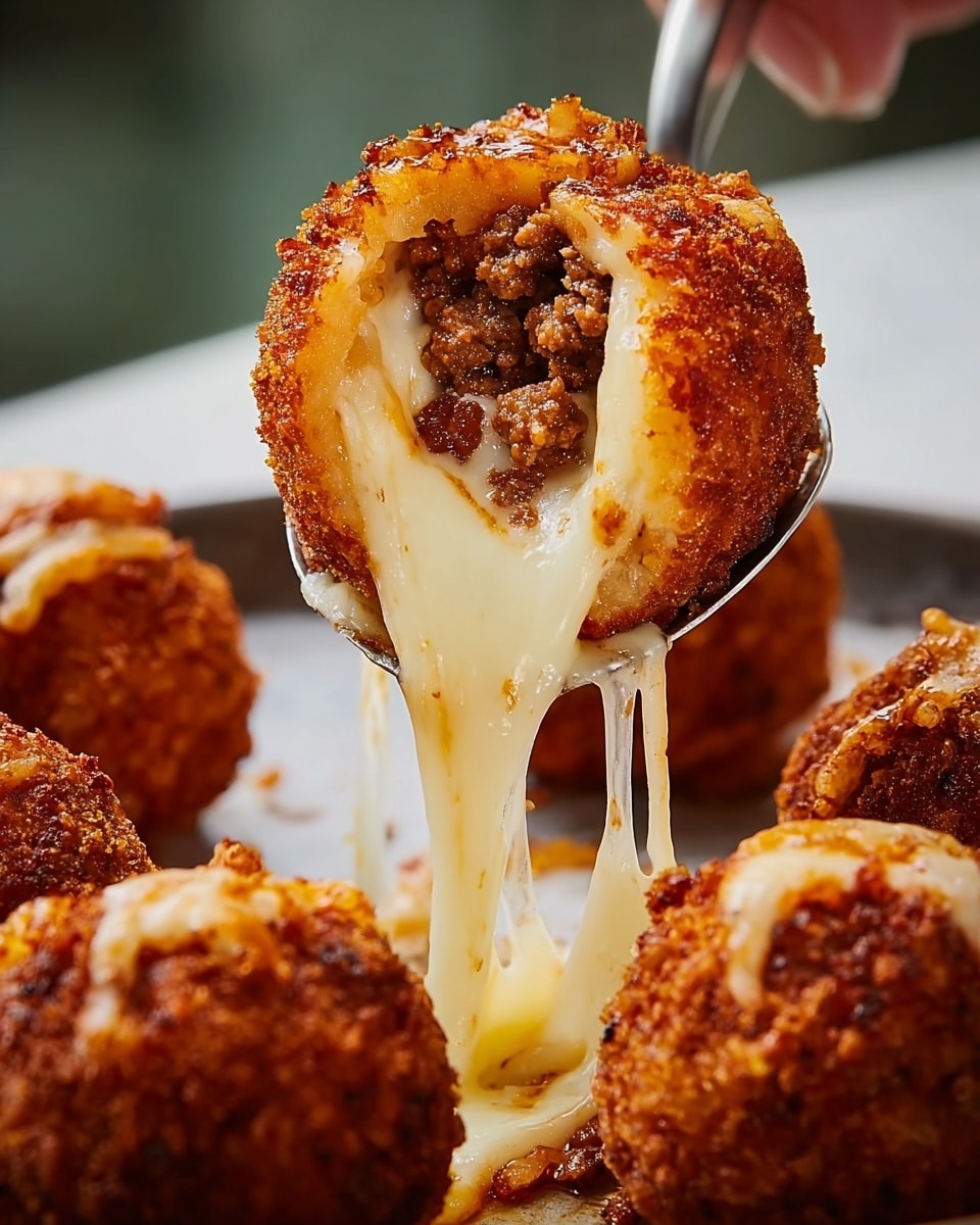 Fried Cheesy Ground Beef Balls Recipe - Recipe Image