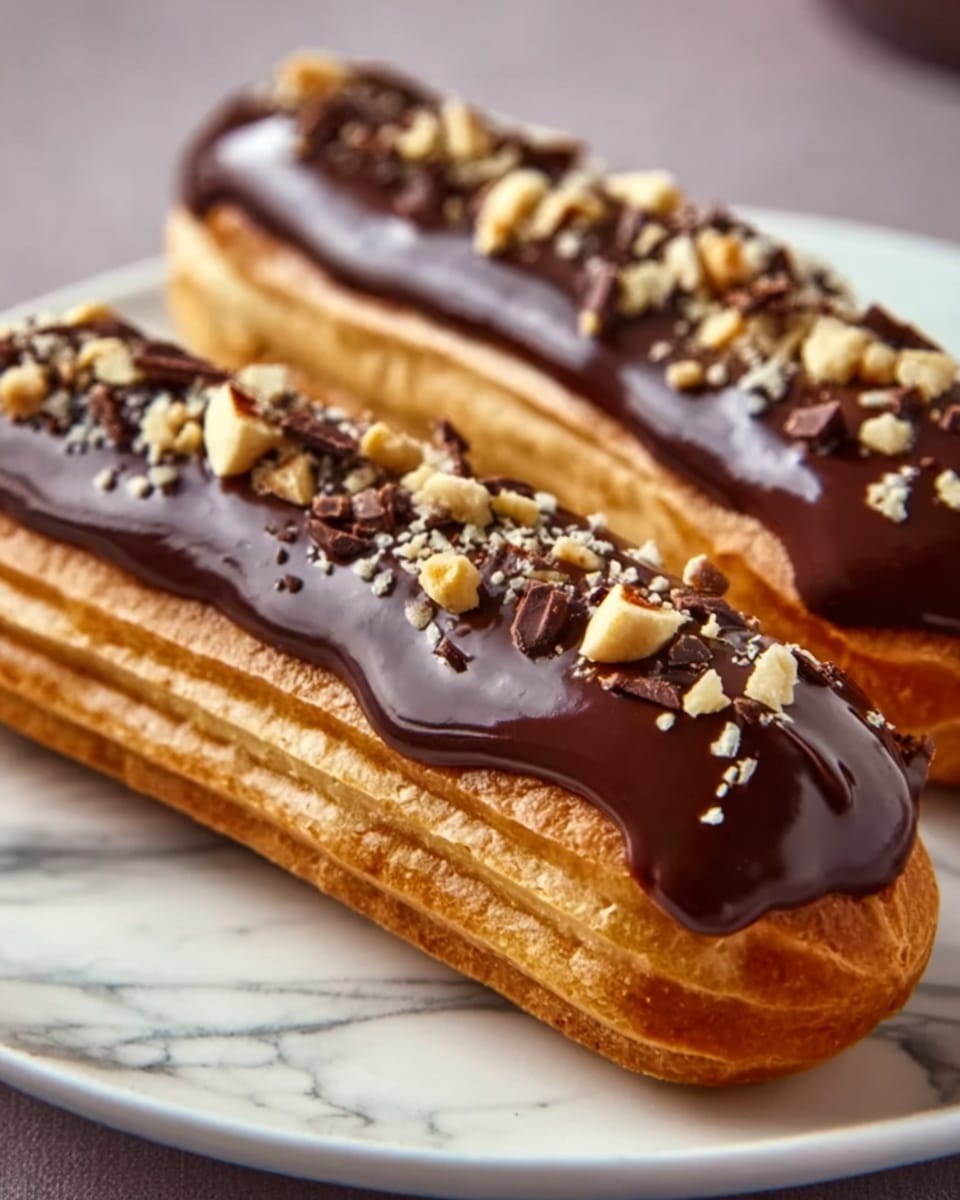 Chocolate Éclairs with Pastry Cream and Chocolate Glaze Recipe - Recipe Image