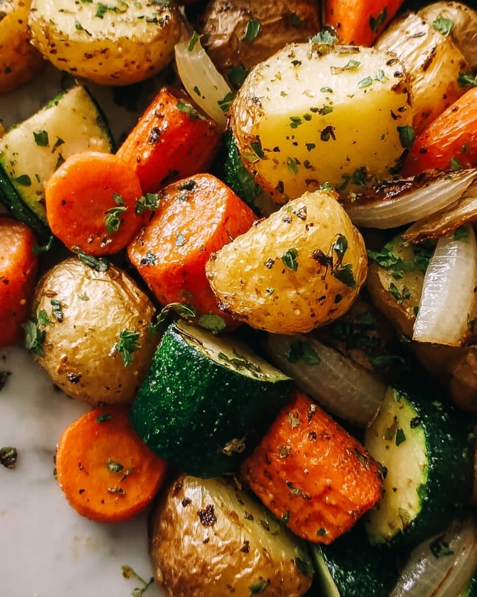 Garlic Herb Roasted Potatoes, Carrots, and Zucchini Recipe - Recipe Image