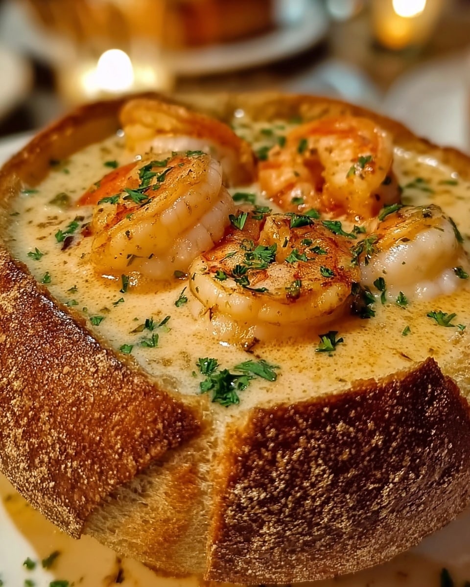 Stuffed Seafood Soup Bread Bowl Recipe - Recipe Image
