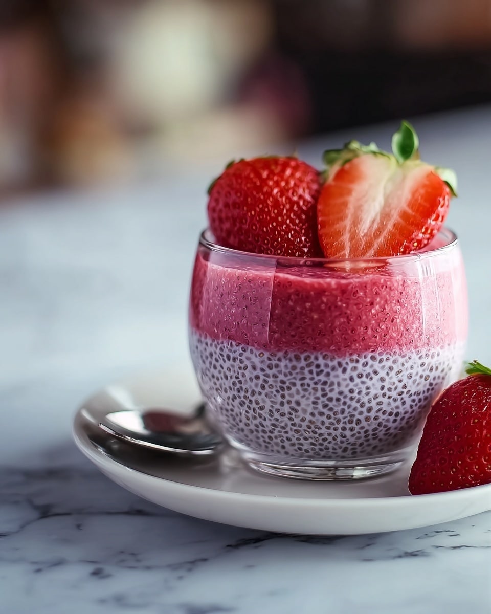 Strawberry Chia Pudding with Fresh Strawberry Sauce and Toppings Recipe - Recipe Image