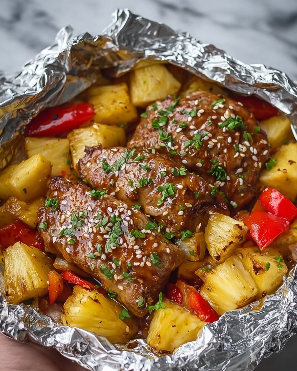 Teriyaki Chicken and Pineapple Foil Packets Recipe - Recipe Image