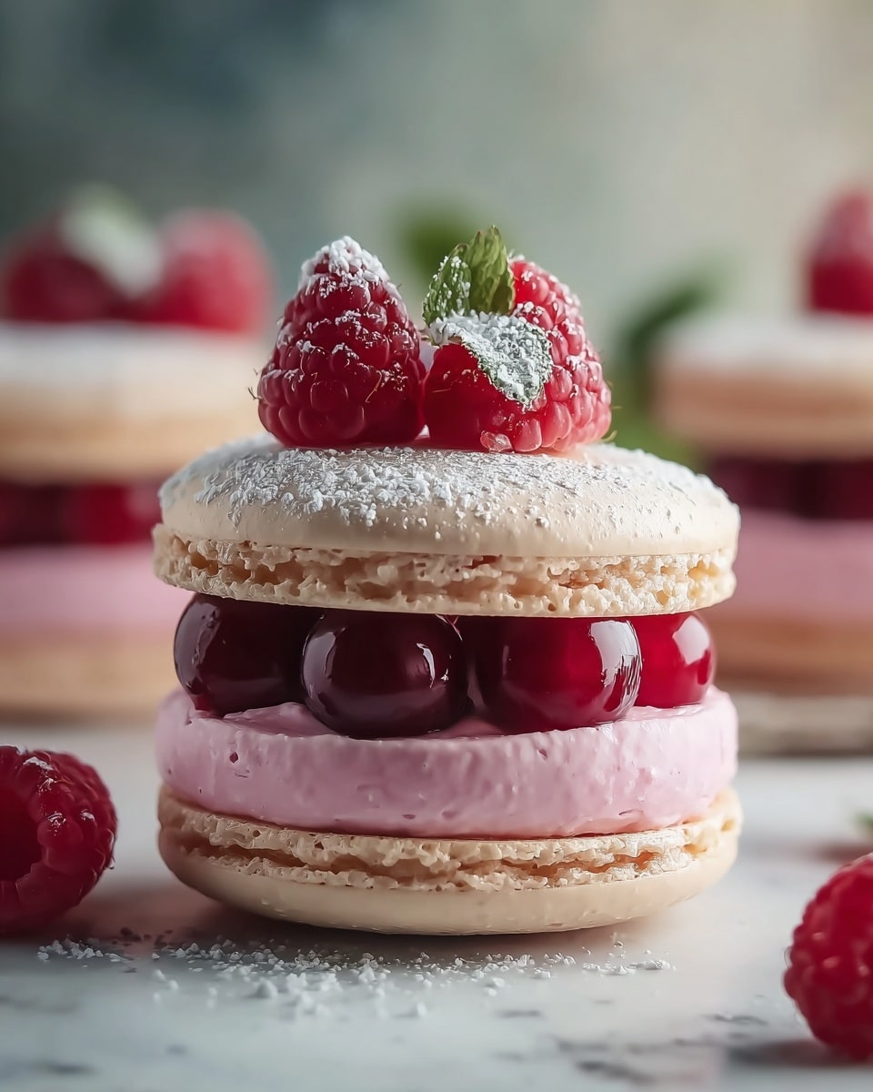 Ispahan-Inspired Macaron Cake with Fresh Lychees & Raspberries Recipe - Recipe Image