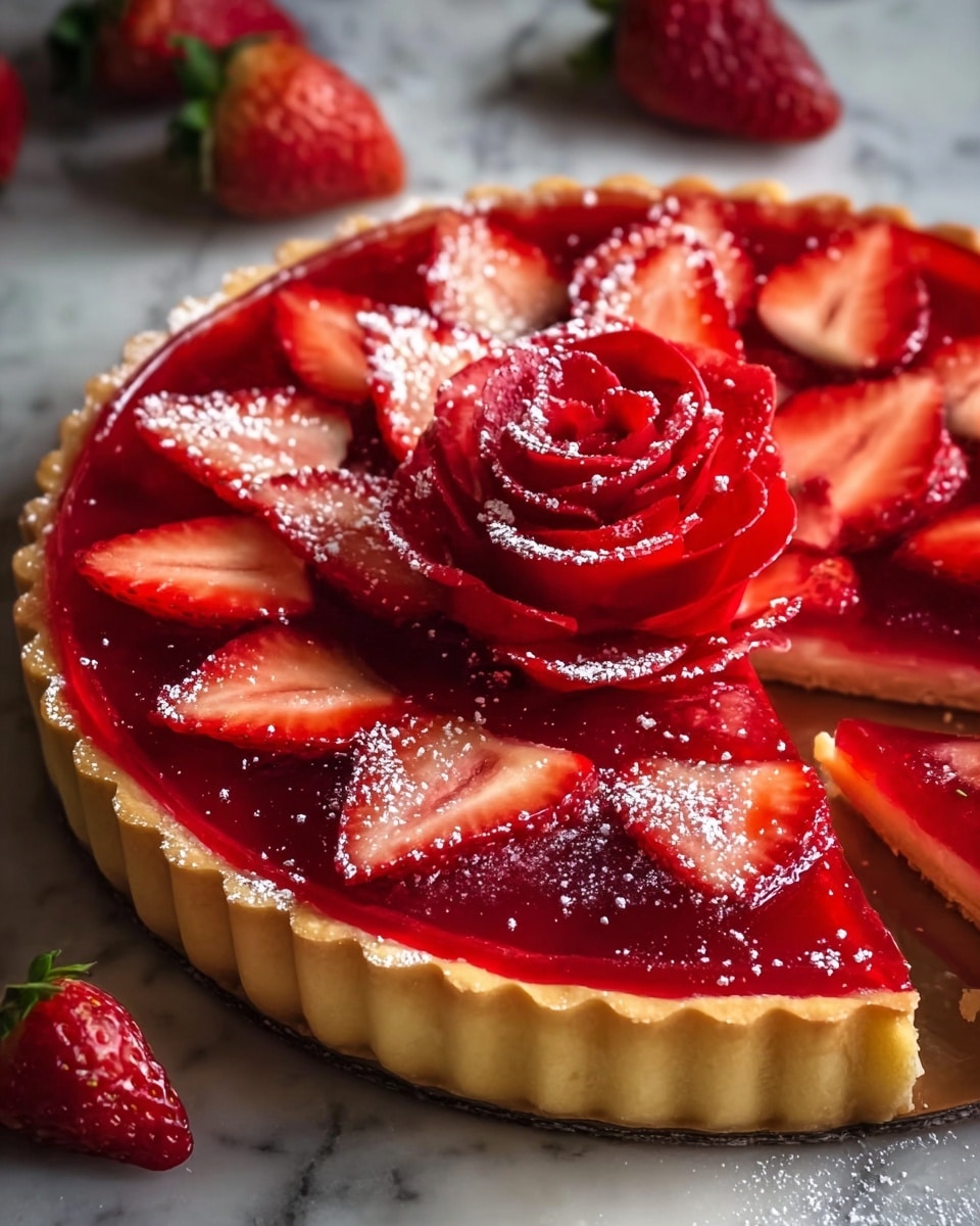 Strawberry Rose Tart with Custard Cream Recipe - Recipe Image