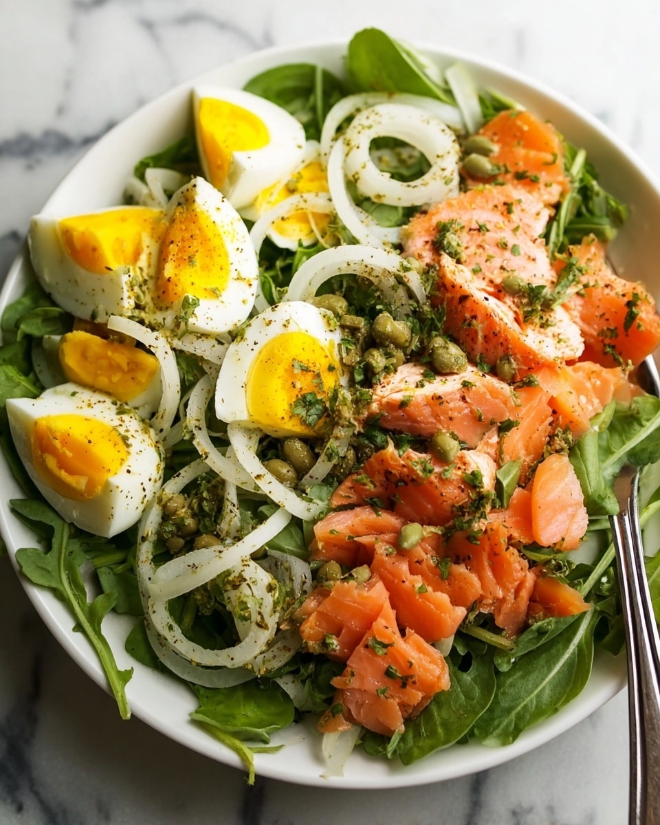 Smoked Salmon Salad in Creamy Caper Chive Dressing Recipe - Recipe Image