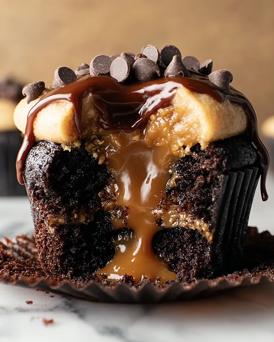 Gooey Peanut Butter Lava Cupcakes Recipe - Recipe Image