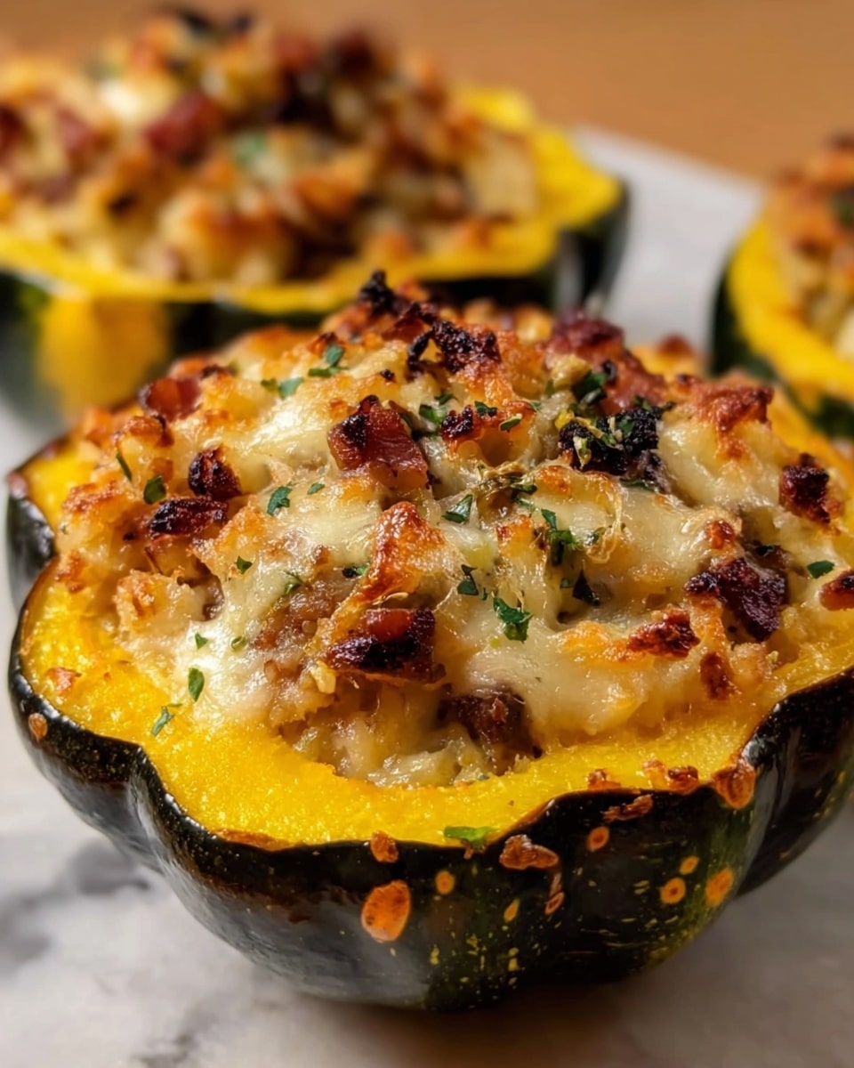 Stuffed Acorn Squash with Sausage, Apple, Cranberries, and Nuts Recipe - Recipe Image