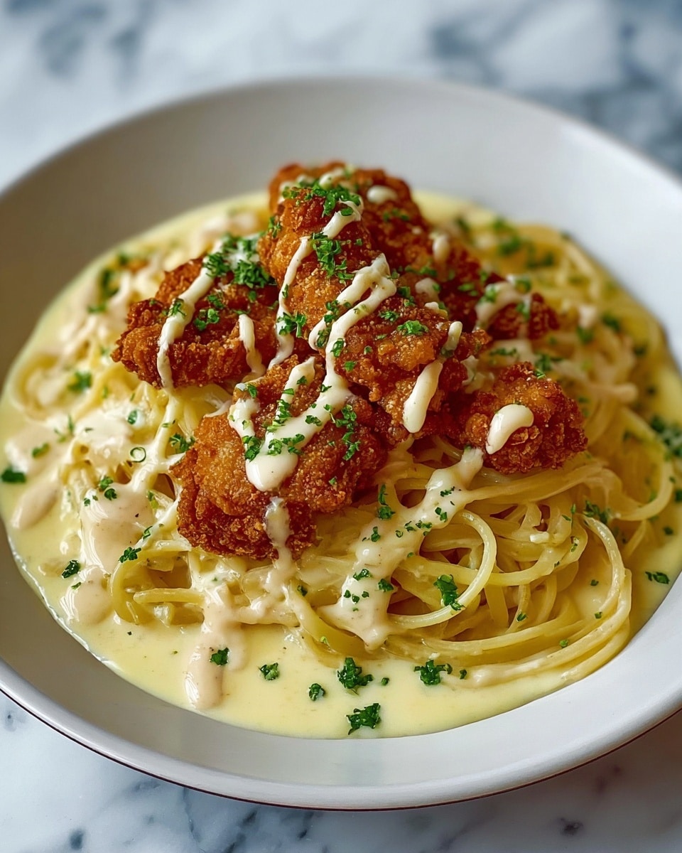 Crispy Chicken with Creamy Parmesan Pasta Recipe - Recipe Image