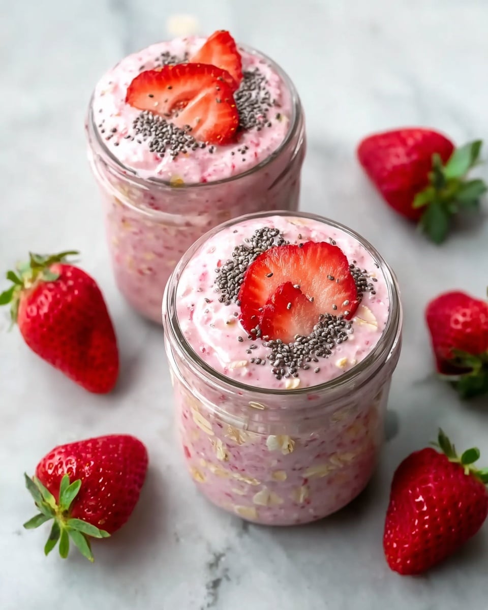 Strawberries and Cream Overnight Oats Recipe - Recipe Image