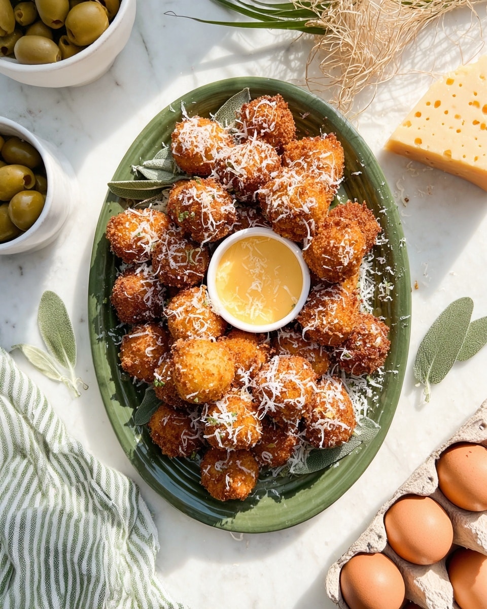 Cheese Stuffed Fried Olives Appetizer Recipe - Recipe Image