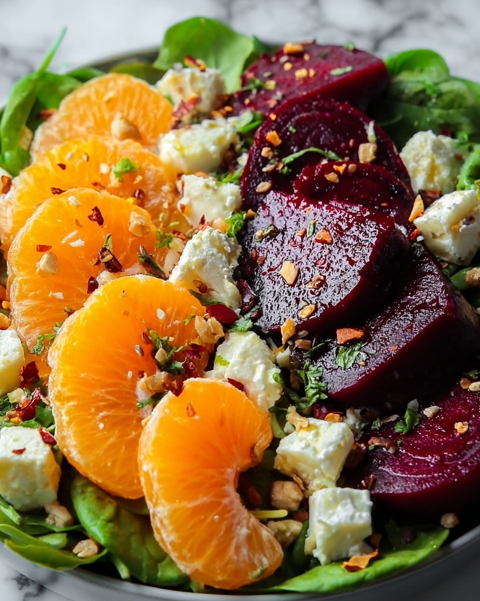 Beet Salad with Spinach, Mandarin Oranges & Feta Recipe - Recipe Image