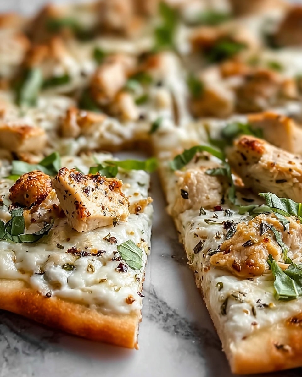Roasted Garlic White Chicken Pizza Recipe - Recipe Image