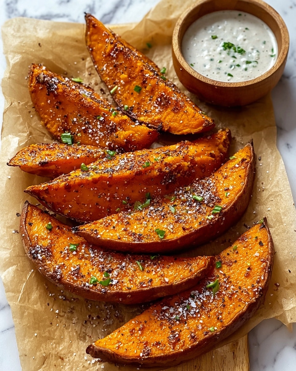 Garlic Parmesan Sweet Potato Wedges Recipe - Recipe Image