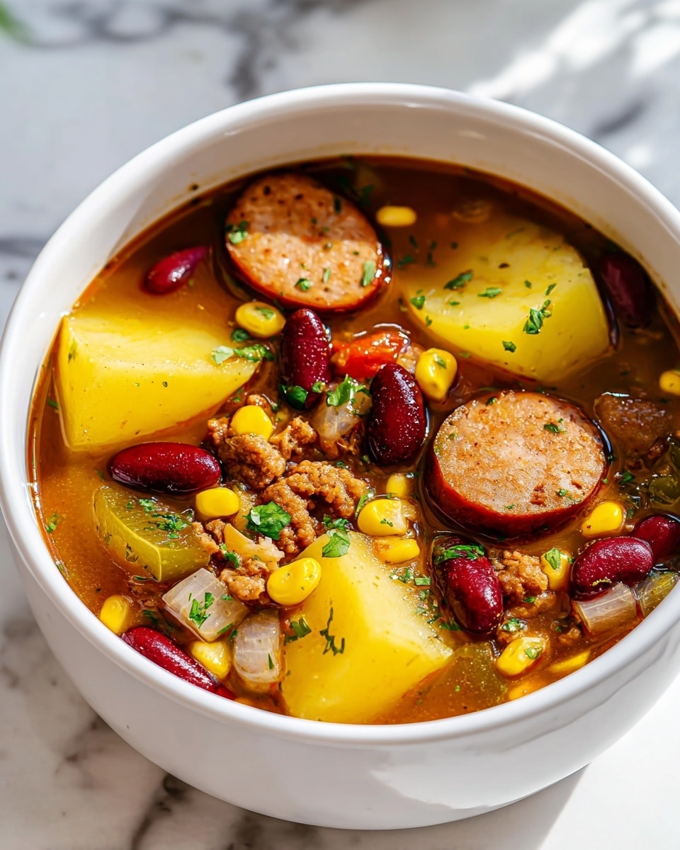 Hearty Cowboy Stew with Bacon, Sausage, and Beans Recipe - Recipe Image