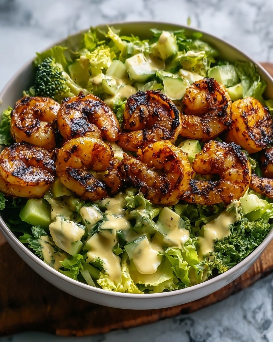 Hot Honey Blackened Shrimp Caesar Salad Recipe - Recipe Image