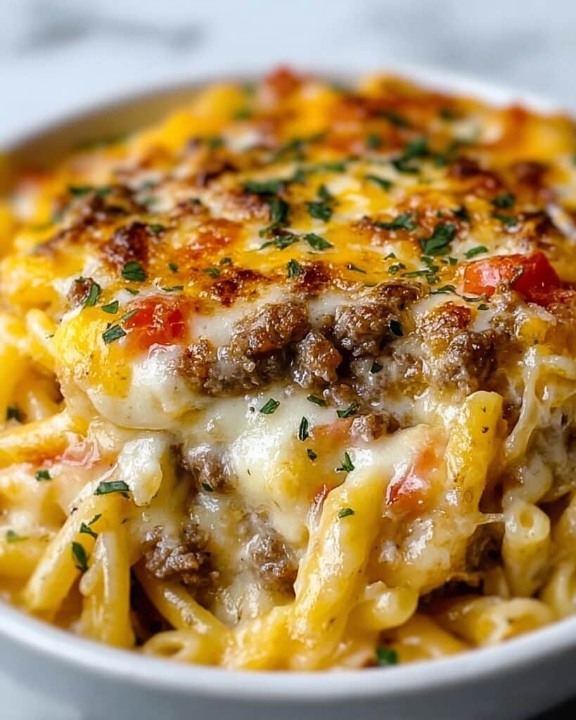 Loaded Cheeseburger Alfredo Pasta Recipe
