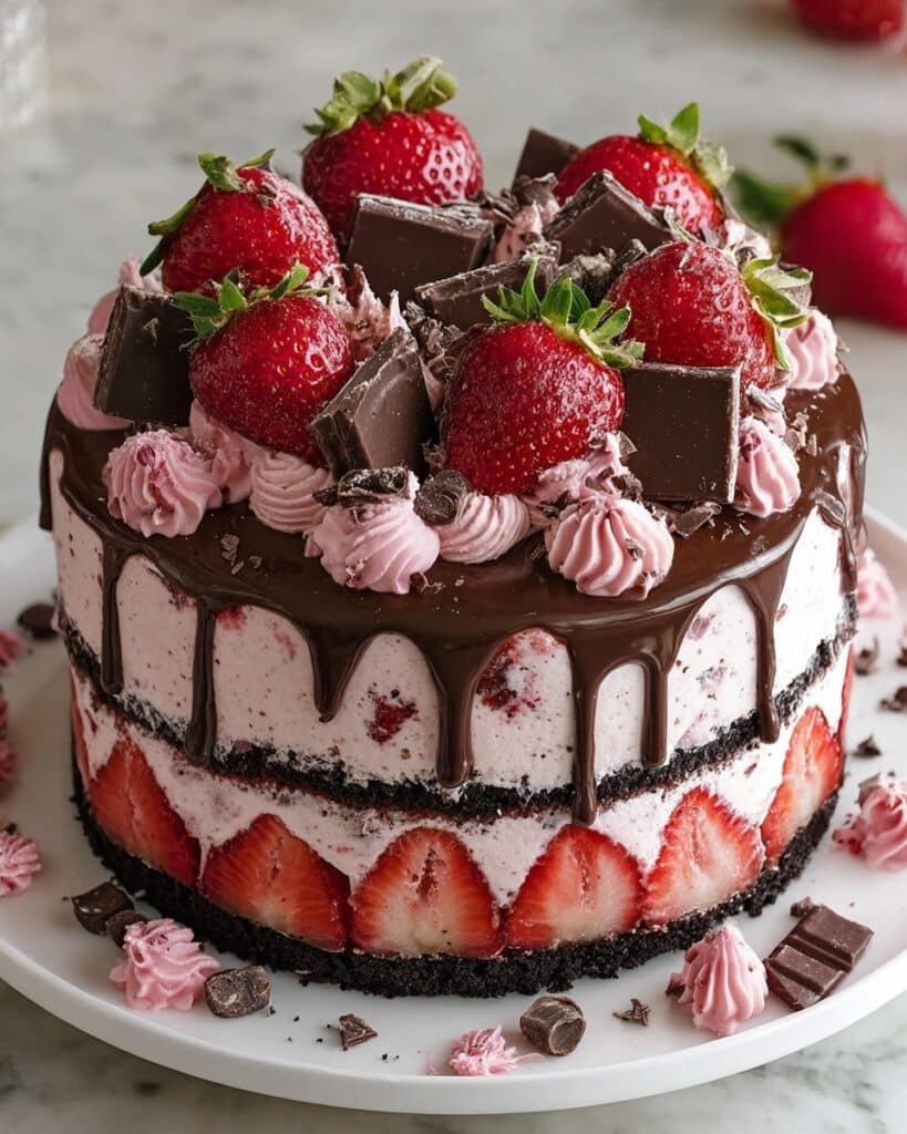Chocolate Covered Strawberry Ice Cream Cake Recipe