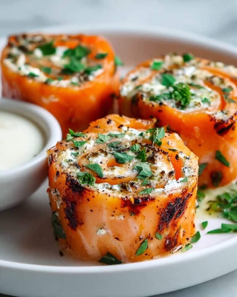 Stuffed Salmon Pinwheels with Dill and Lemon Butter Sauce Recipe