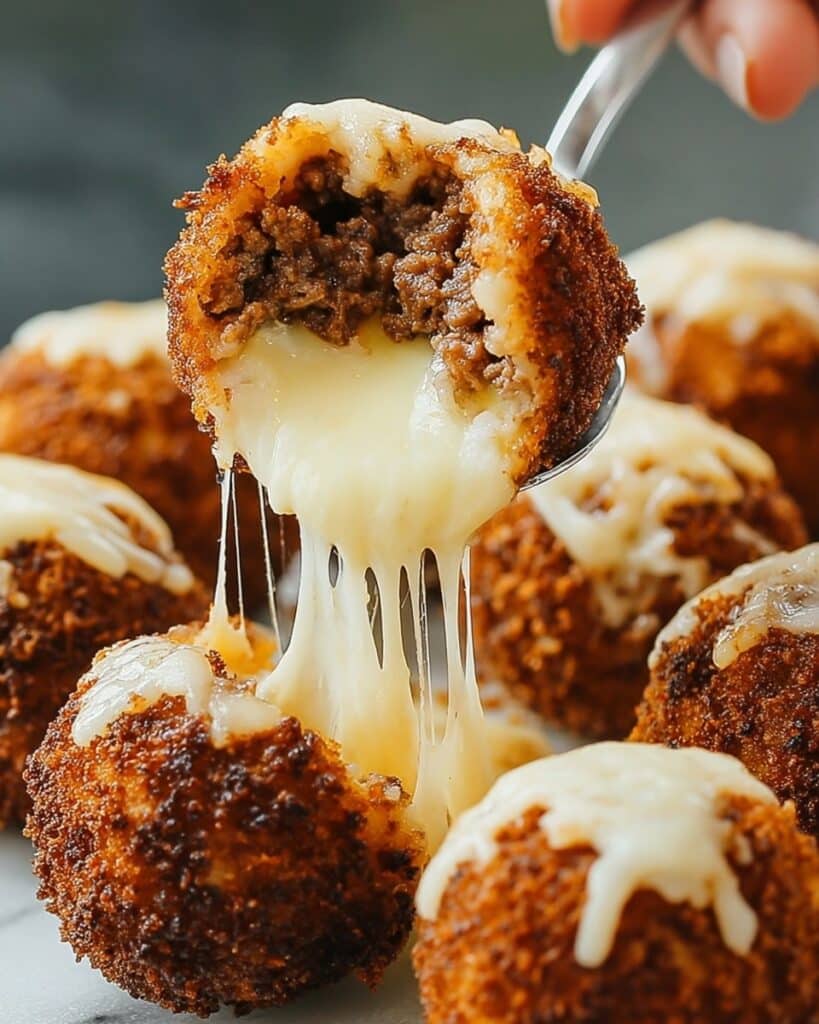 Fried Cheesy Ground Beef Balls Recipe