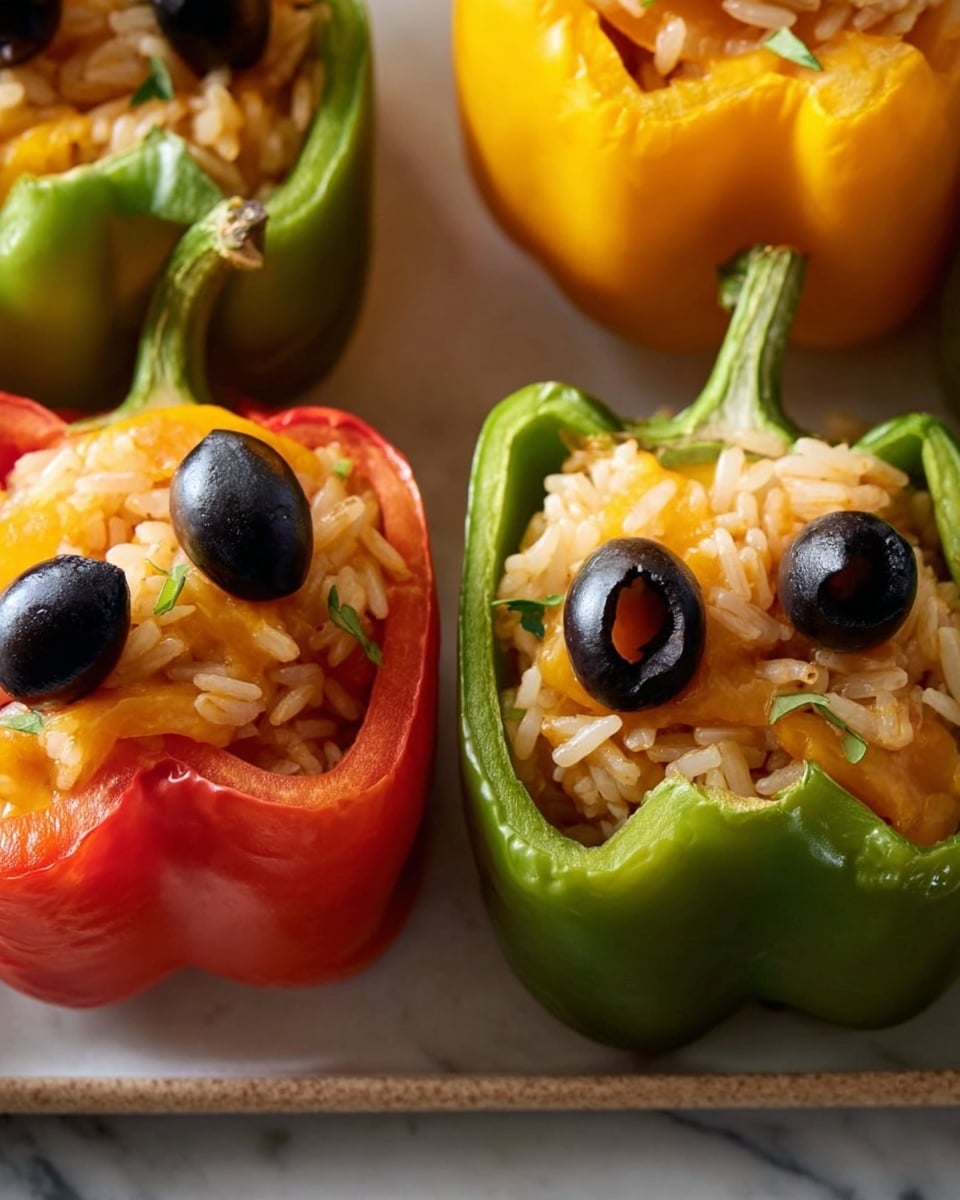 Halloween Shredded Chicken & Rice Stuffed Peppers Recipe - Recipe Image