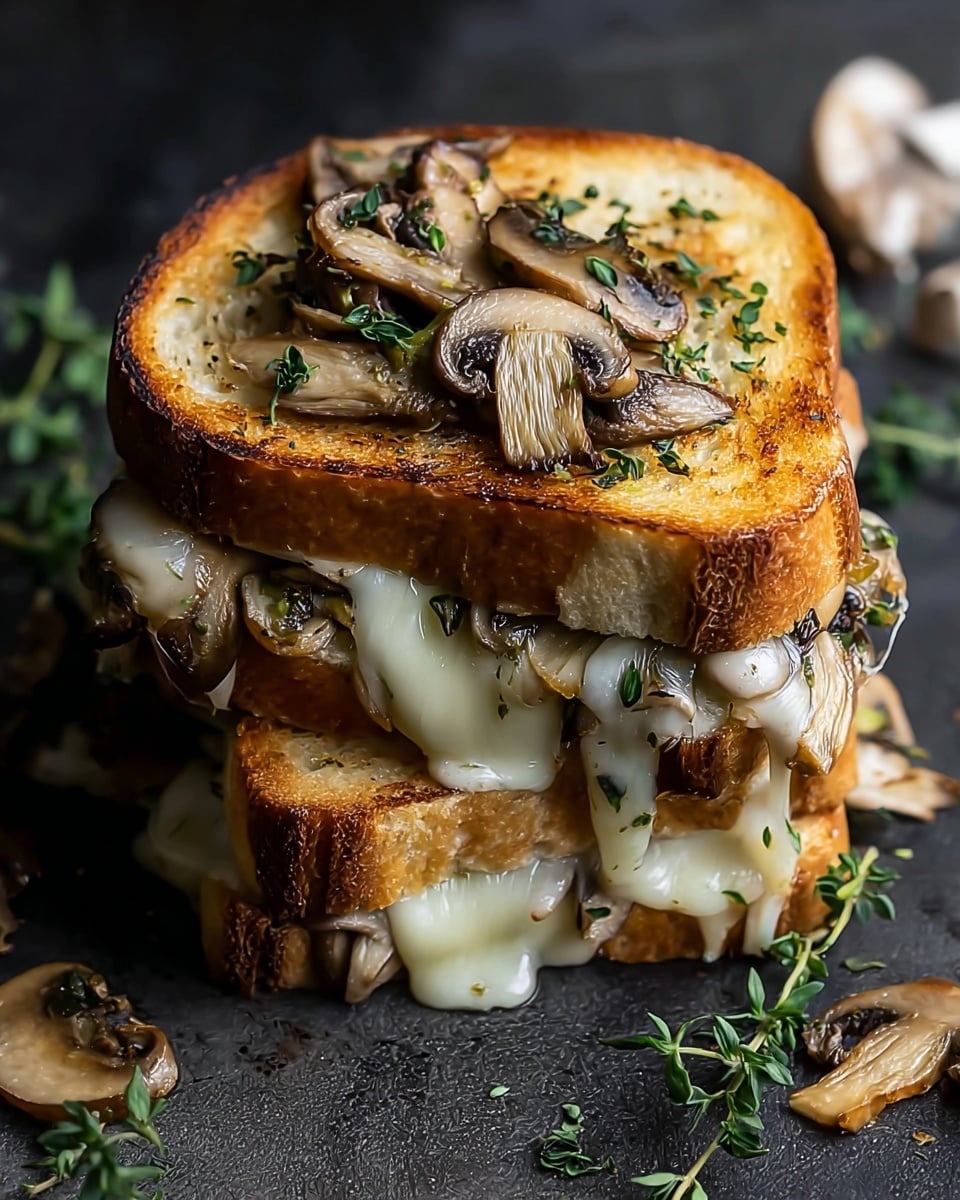 Garlic Mushroom Grilled Cheese Recipe - Recipe Image