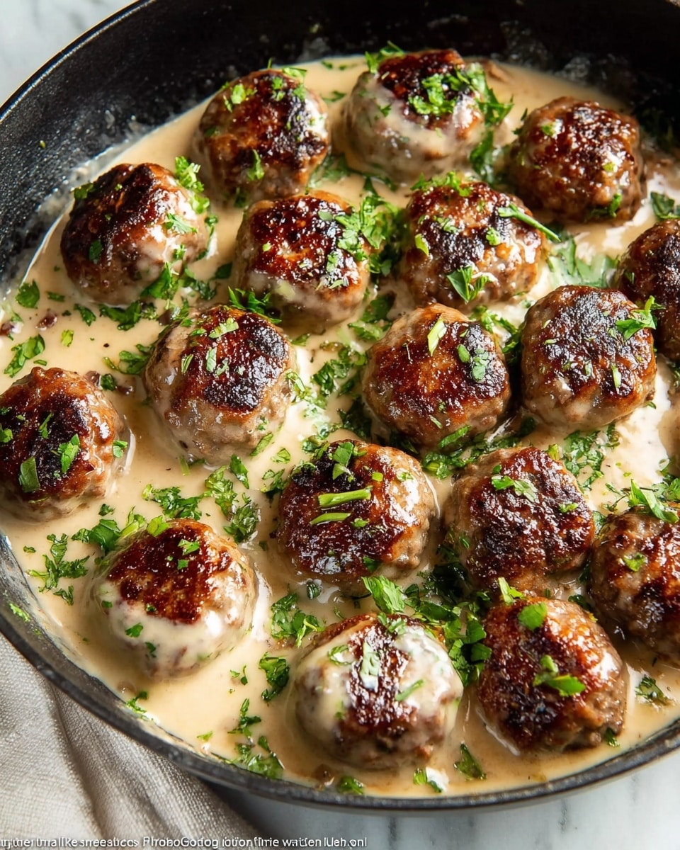 Swedish Meatballs with Creamy Gravy and Lingonberry Jam Recipe - Recipe Image