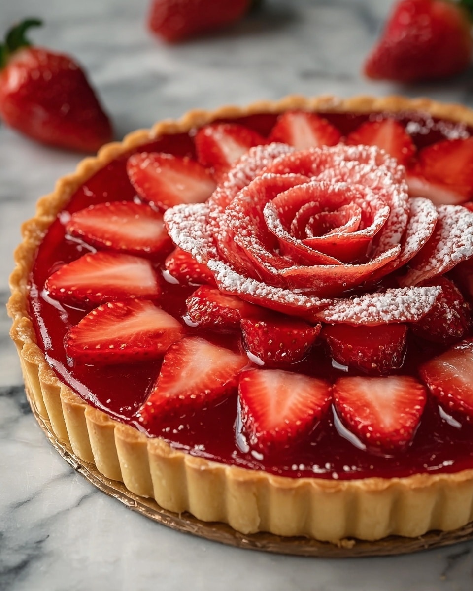Strawberry Rose Tart with Custard Cream Recipe - Recipe Image