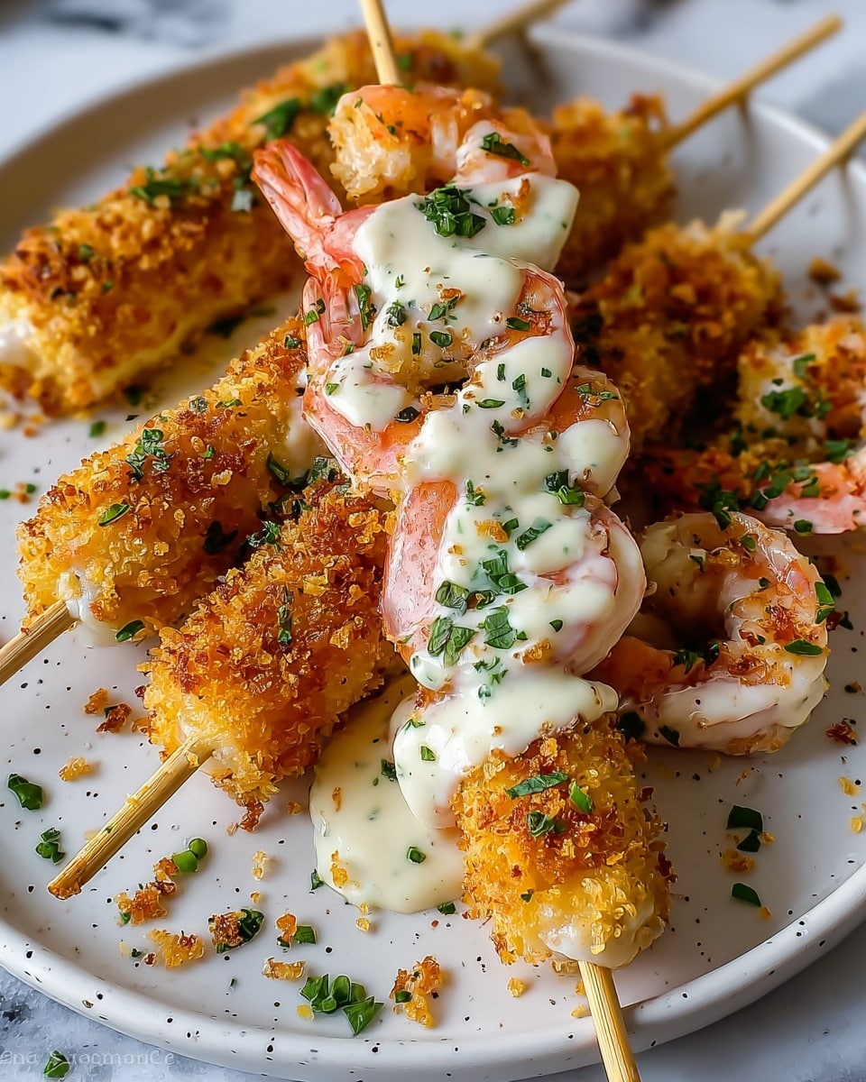 Shrimp Alfredo Corn Dog Sticks Recipe - Recipe Image