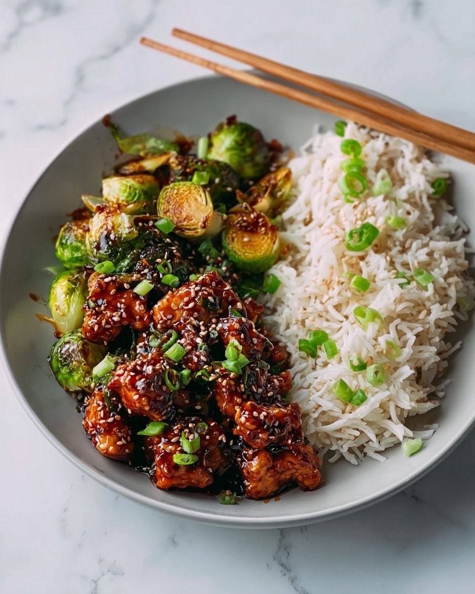 Best Air Fryer Sweet Chili Chicken and Brussels Sprouts Recipe - Recipe Image