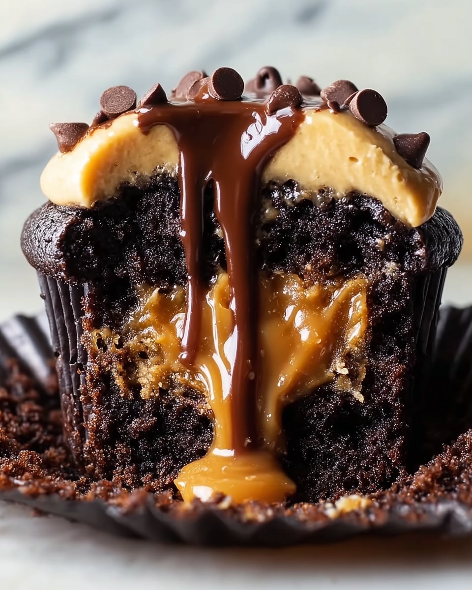 Gooey Peanut Butter Lava Cupcakes Recipe - Recipe Image