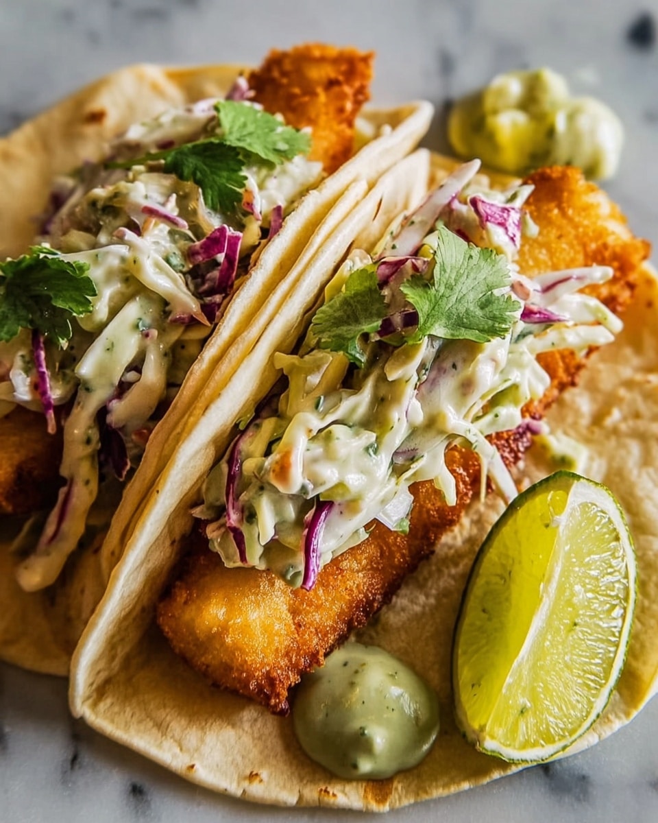 Crispy Fish Tacos with Slaw and Lime Chipotle Sauce Recipe - Recipe Image